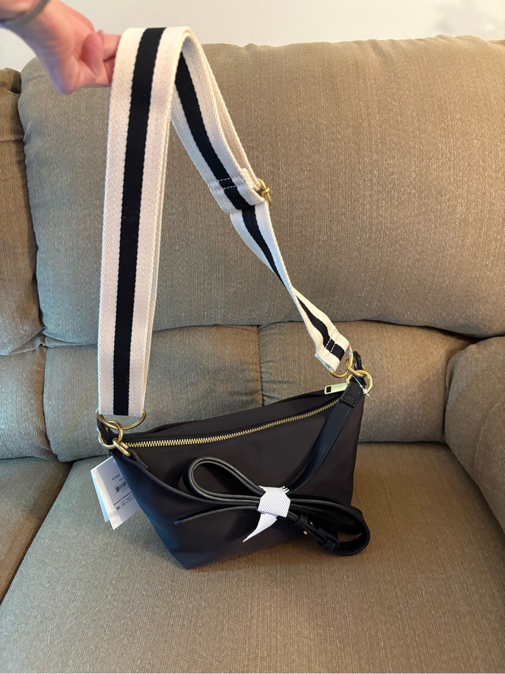Free Assembly Sleek Black Crossbody Bag with 2 Straps